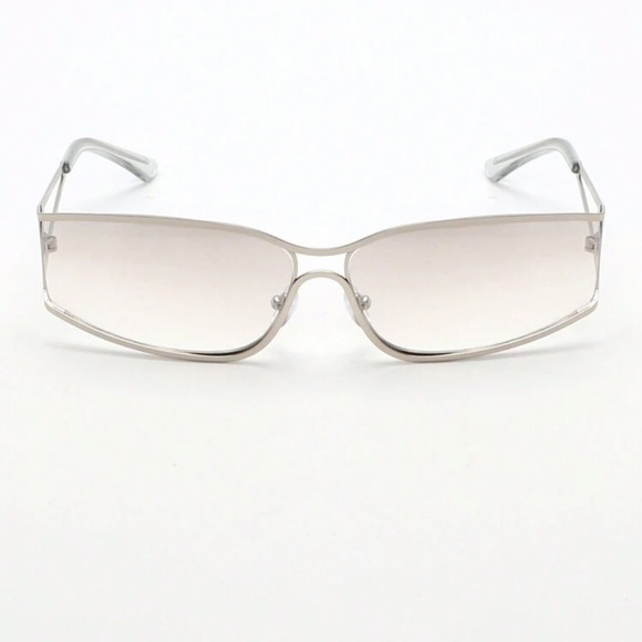 Silver frame tinted gray sunglasses - Picture 3 of 9